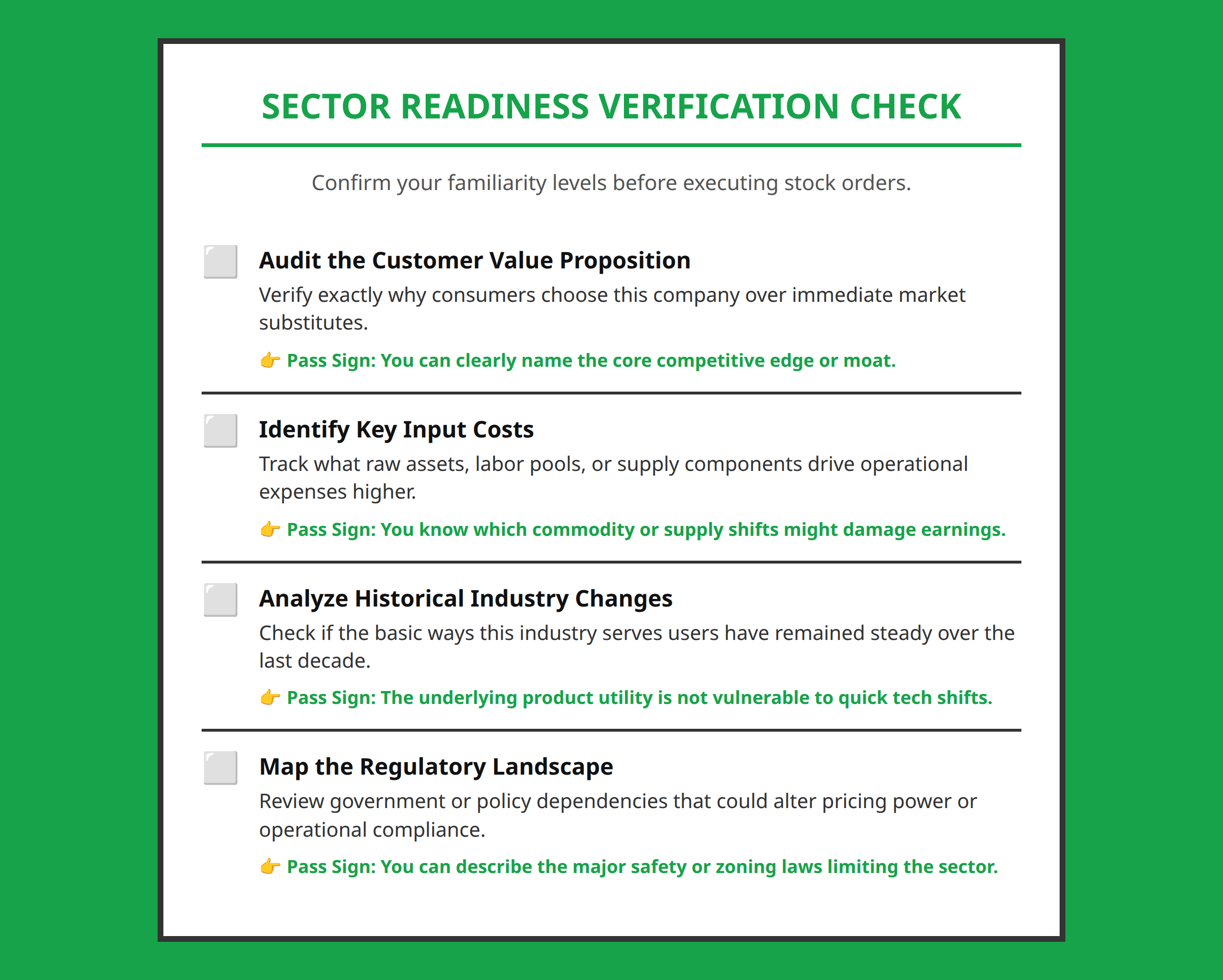 Circle of Competence Industry Verification Checklist