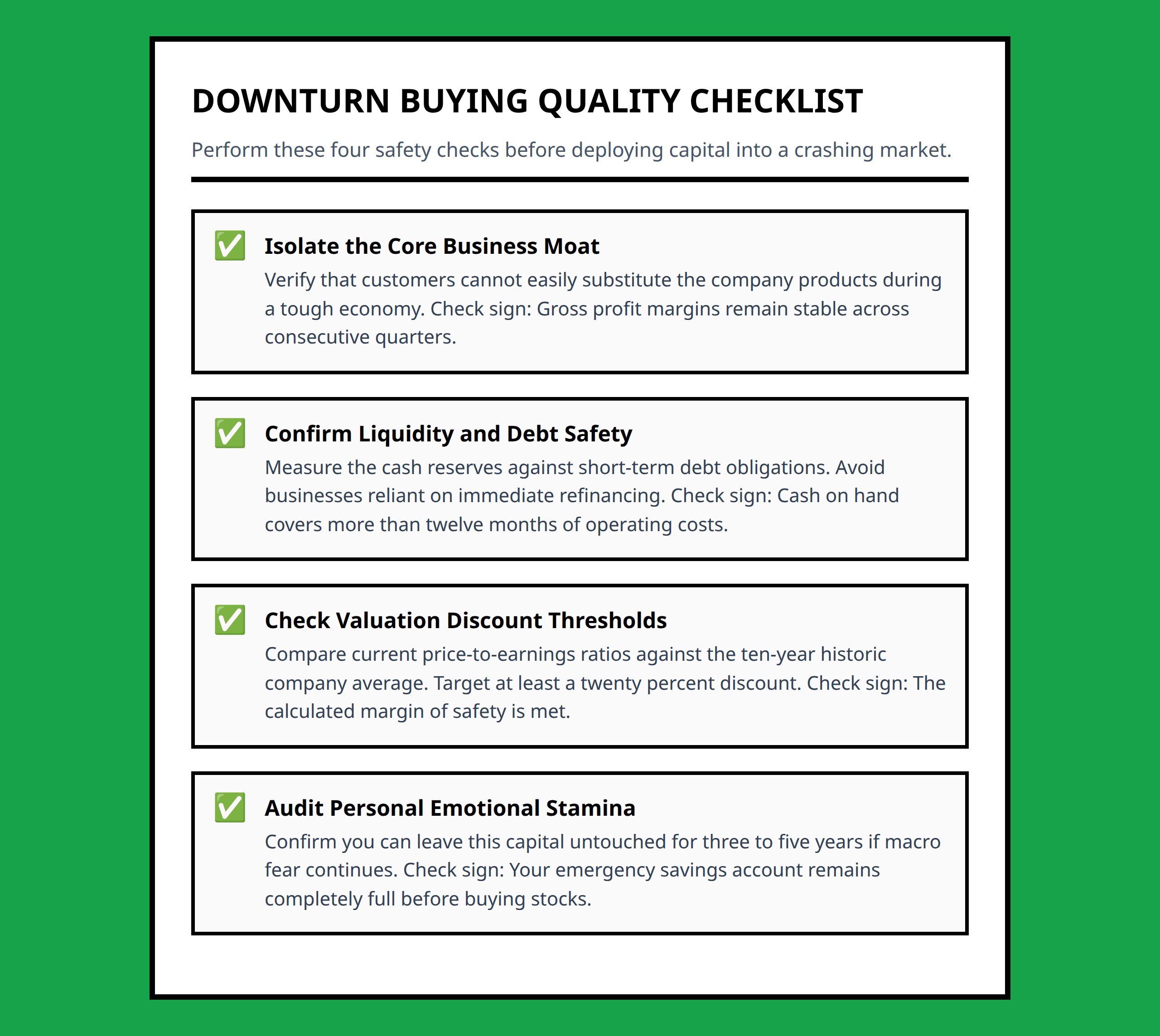 Investor Downturn Readiness Checklist - Actions and Signs for Bear Markets